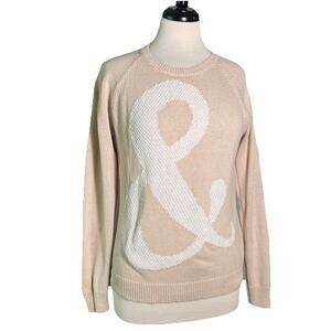 Madewell Cream and White Ampersand Cotton Crew Neck Sweater L